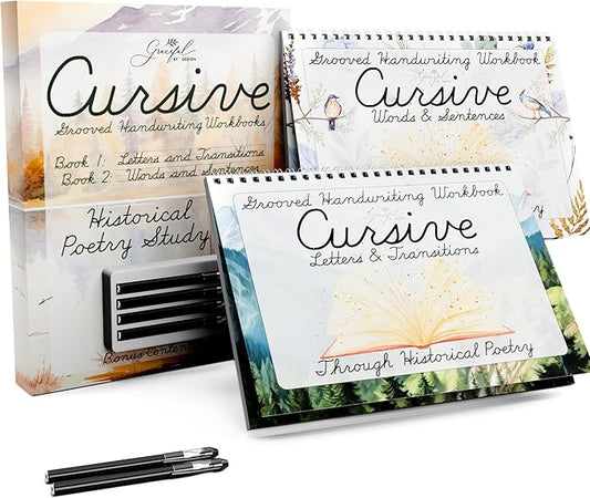 Grooved Cursive Handwriting Workbook by Graceful By Design - Magic Reusable Grooved Handwriting Practice for Kids and Cursive Workbook for Kids Ages 8-12