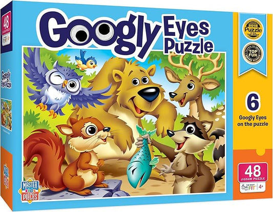 MasterPieces – 48 Piece Jigsaw Puzzle for Kids 4+ Years, Woodland Animals with Googly Eyes, Educational and Fun Game, Gift Idea for Children, 19" x 14