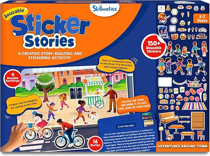 Skillmatics Activity Kit - Creative Storytelling & Skill Building with 150+ Reusable Stickers, Educational, Mess-Free Fun, Preschool & Kindergarten Toy, Gifts for Kids Ages 3, 4, 5, 6, 7