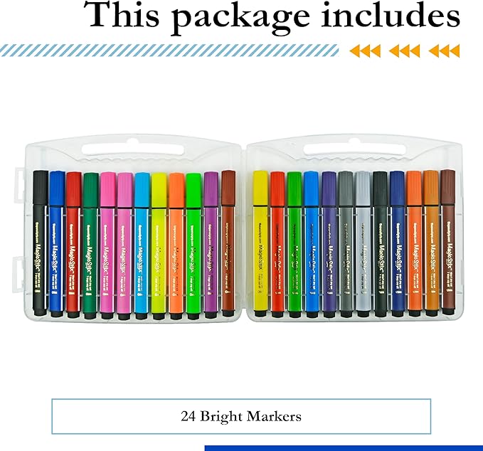 The Pencil Grip Magic Tri Stix, Non-Toxic and Washable Markers For Kids, 24 Assorted Stix Markers, TPG-397