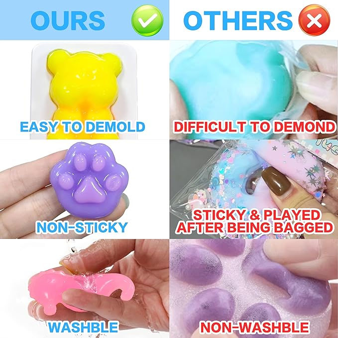 Make Your Own Squishies Animal Toys，6 Rubber Characters Making kit，Glow-in-The-Dark Science Activity kit, Silicone Squishies Craft Kit，Squeeze Gift Set for Boys and Girls Ages 6-12
