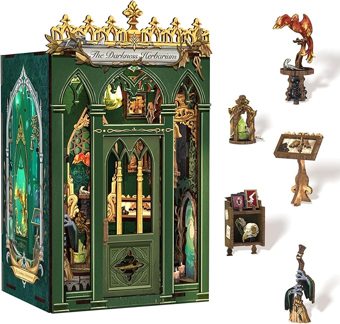 CUTEBEE Book Nook Kit, DIY Miniature House Kits for Adult and Teens, Dollhouse Mini Booknook Magic House Bookshelf, DIY Craft Gifts for Family and Friends（The Darkness Herbarium）