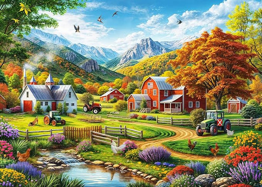 HUADADA 1000 Piece Puzzles for Adults - Country Life - Jigsaw Puzzles for Adults and Kids 1000 Piece Educational Games Colorful Puzzles for Home Decoration