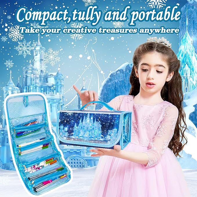 weirtoya 56 PCS Washable Scented Markers Set with Glitter Pencil Case, Mermaid Unicorn Arts and Crafts for kids 4-6-8 Kids Coloring Drawing Kits for 4-8 Years Old Girls Birthday Gifts