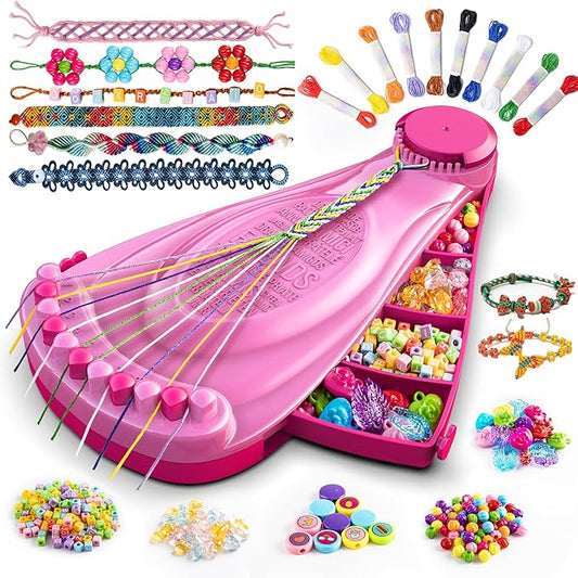 P&C Friendship Bracelet Making Kit for Girls Age 8-12 with 422 Beads & 20 Threads - Arts and Crafts for Kids Jewelry Making Kit - Christmas Birthday Gifts - Easy Bracelet Maker