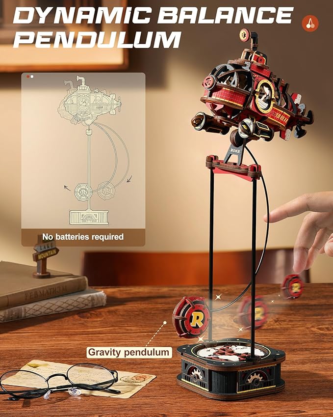 ROKR Pendulum Balance Toy, 3D Wooden Puzzles for Adults, Retro Deep-Sea Adventurer, DIY Craft Wood Puzzle Kit, Unique Gift for Men Women
