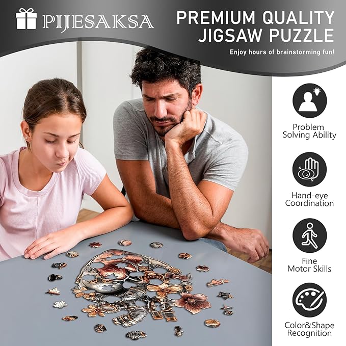 Wooden Puzzles for Adults, Mechanical Heart Wooden Jigsaw Puzzle, Unique Shaped Wood Puzzles Adult, Fun Gifts for Mother's Day, Heart Puzzle Home Decor (M-12 * 9.6in 155 Pieces)