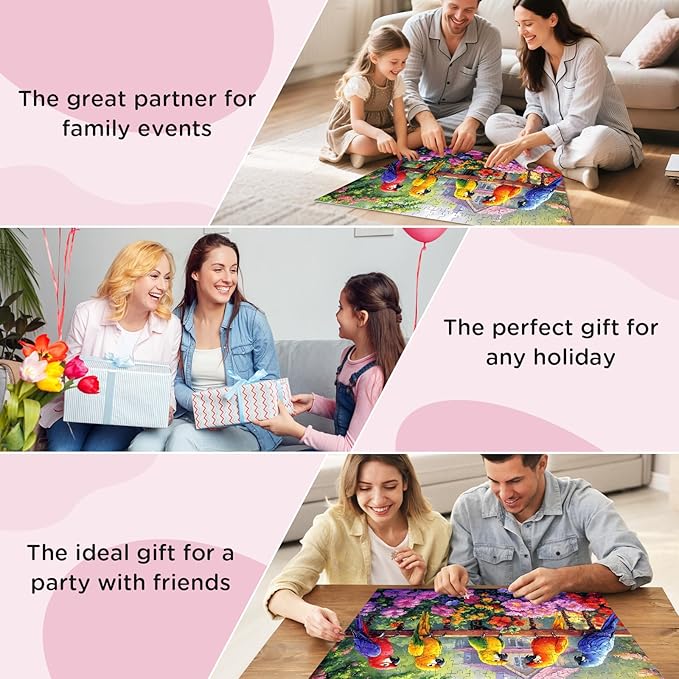 300 Piece Puzzles for Adult, Colorful Parrots Jigsaw Puzzle 300 Pieces for Adults Kids Seniors, Beautiful Challenging Garden House Adults Puzzle for Family and Friends Party Gifts 20.5×15 in