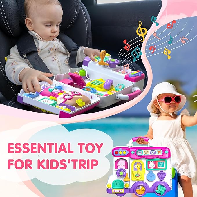 Baby Montessori Busy Board for 1-2 Year Old Boy Girl Gift,Musical Toddler Toys for 1+ Year Old,Early Educational Montessori Toy for Toddlers 1-3,Birthday Gifts for 1+Year Old Girl
