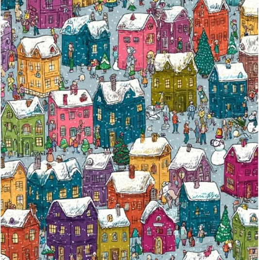 Wooden Puzzles for Adults, Snowy Streets Puzzles 495 Pieces, Unique Shaped Christmas Jigsaw Puzzles for Adults and Kids, Birthday Gifts Fun Challenge Family Game 13.7'' x 17.8''