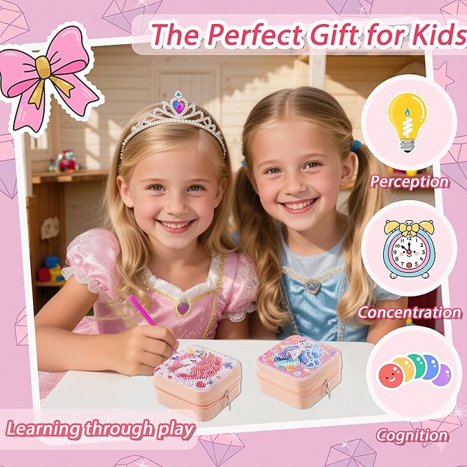 Diamond Art Jewelry Boxes Kits for Adults with Painting Accessories Gem Tools Crystral dots Paint Craft for Girl Women Kids Teen Gifts Mandral (Wonder Sisters)