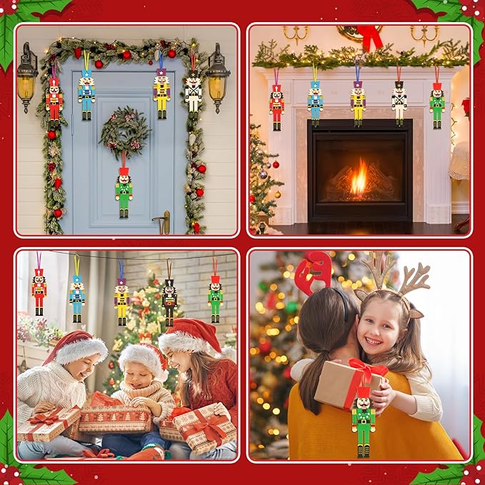 Fennoral 12 Pack Nutcracker Craft Kit for Kids Make You Own Foam Stickers Ornament DIY Christmas Arts and Crafts fo Chirstmas Party Supplies Christmas Tree Decoration