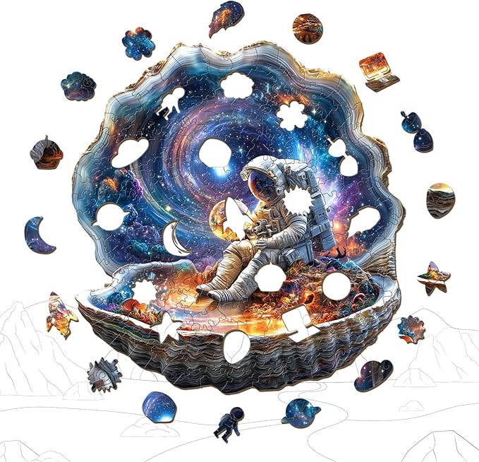 Wooden Puzzles for Adults - 200 Pieces Wooden Puzzle Shell Universe - Unique Animal Shape Wood Cut Puzzles - Eco-Friendly Home Office Decor (M-11.4 * 11.3in)