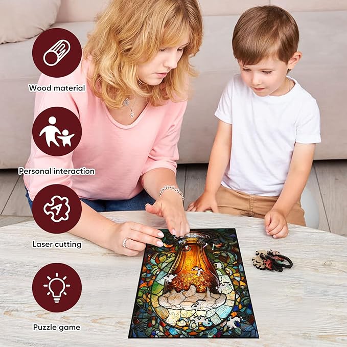 delobil Wooden Puzzles for Adults, 5MM Thick Beer Jigsaw Puzzle 500 Piece, Unique Shaped Wood Puzzle Birthday Gifts for Friends and Family Game 16.7 * 11.1Inch