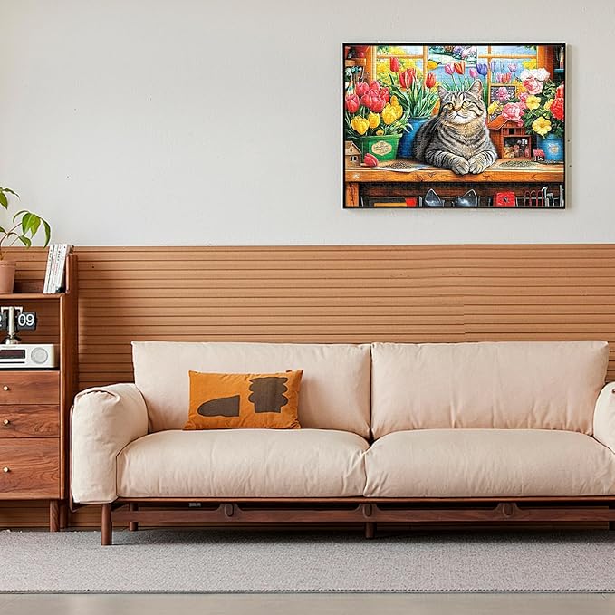 Puzzles for Adults 500 Pieces,Cute Cats Puzzle for Adults,Flower & Kittens Jigsaw Puzzles,Recyclable Cardboard Puzzles for Seniors Kids Teen,Puzzle for Family Game Nights, 20.5x15 in