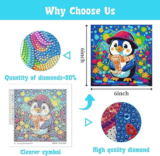 Libfx Diamond Art Kits for Kids 4 PCS Diamond Art for Girls Boys Beginners Arts and Crafts for Kids Ages 8-12 (Parrot-Cat)