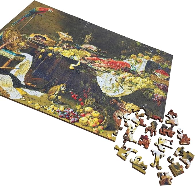 Wooden Puzzle for Adults - Uniquely Shaped Pieces - Made in The USA by FoxSmartBox - 262 Pieces - Banquet Still Life