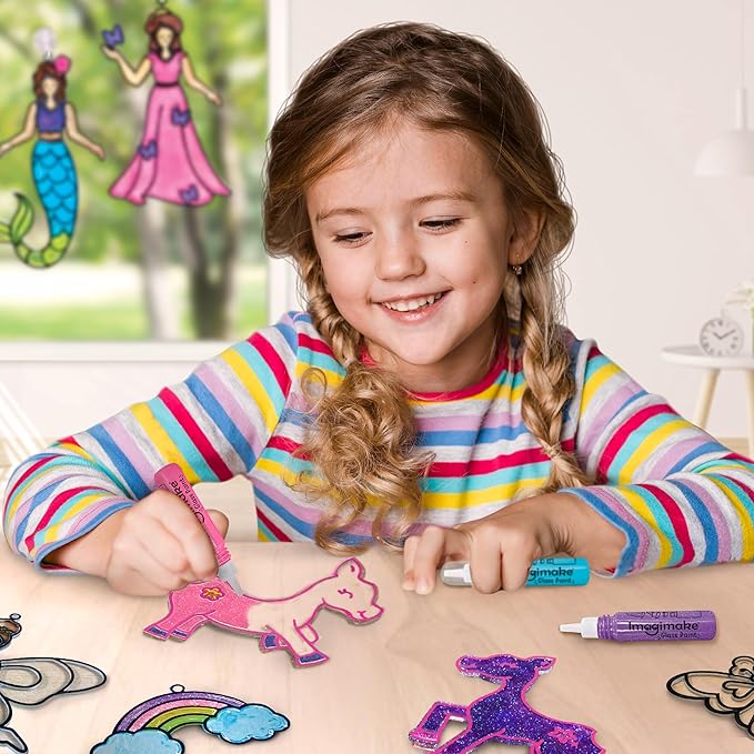 Imagimake Window Art Princess & Unicorn | Suncatcher Kit | Unicorn Toys for Girls Age 5-8 | Craft Kits for Ages 8-12 | Gifts for 5 Year Old Girls | Princess Toys