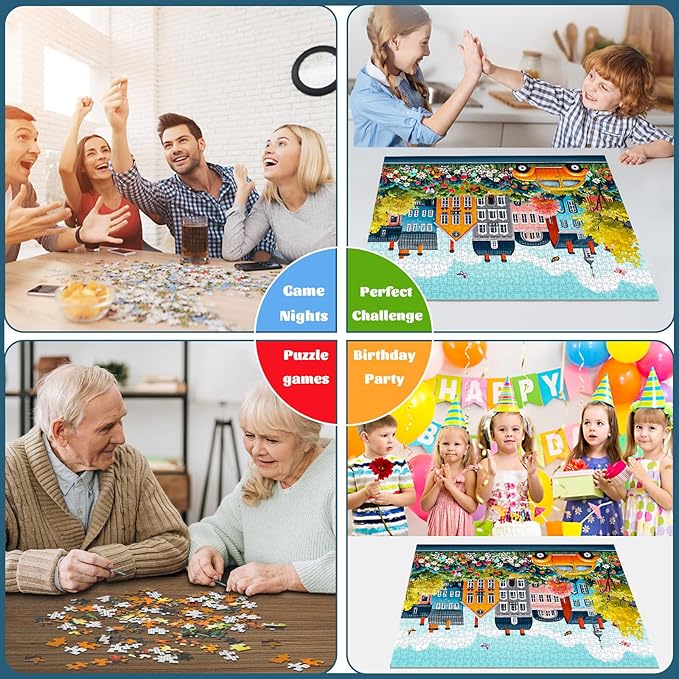 1000 Piece Puzzle for Adults, Small Town Scenery Jigsaw Puzzle, Impossible Puzzles Game, Interlock Perfectly No Dust, Home Decoration Puzzle, Gift for Friends Parents Kids Couples