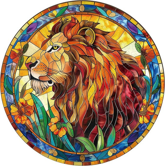 Unique Wooden Jigsaw Puzzles - Nature&Lion, 500 Pcs King Size 16.5'' x 16.5'', Luxurious Animal Shaped Wood Puzzle, Beautiful Package, Best Gift for Adults