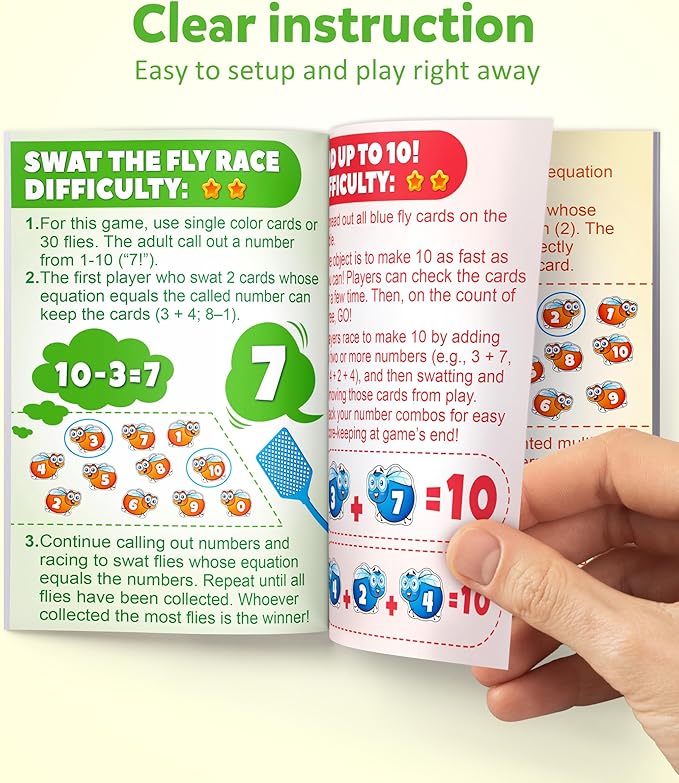 Coogam Math Counting Game, Math Manipulative Learning Swat The Fly Cards, Practice with Addition, Subtraction, Multiplication & Division, 1st 2nd & 3rd Grade Educational Toy for Homeschool