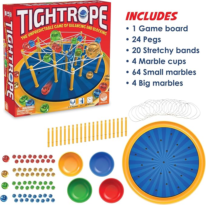 MindWare Tightrope Strategy Board Game, Fun for Classrooms, 2-4 Players, 20 Min Play Time, Ages 6 & Up