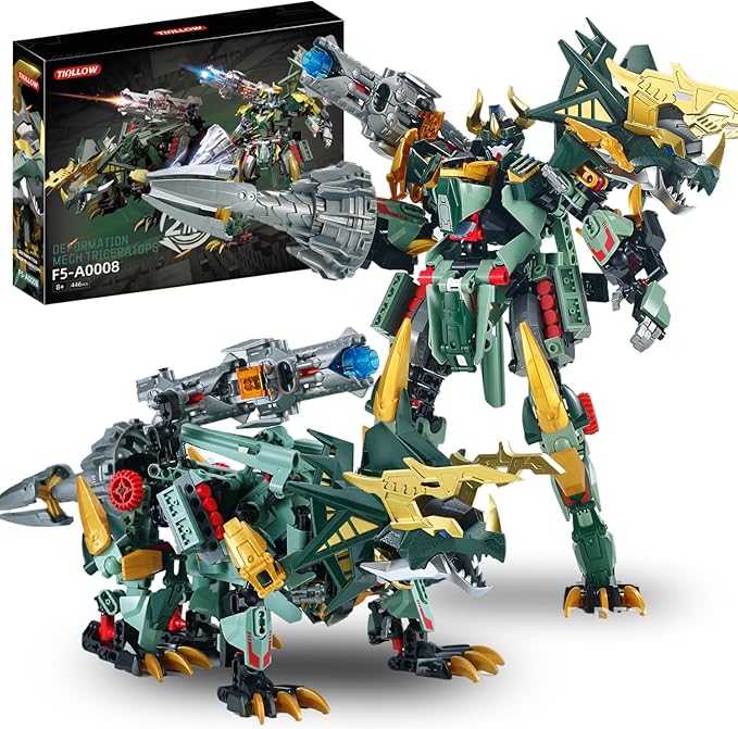 Triceratops Robot 2 in 1 Dinosaurs Transform Building Blocks,Mech Armor Suit Building Sets, Robotics Kits Figures Toys Model, Birthday for Boys, Adult Age 8-14 (Triceratops)