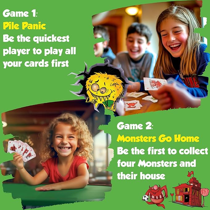 Speedy Monsters - Kids Card Games Ages 4-8, 8-12, Fun, Matching Card Games for Kids 8-12. Speed Color Monster Game, Reflex & Strategy Game for Travel& Game Night with Cute Monster Cards, 2-6 Players