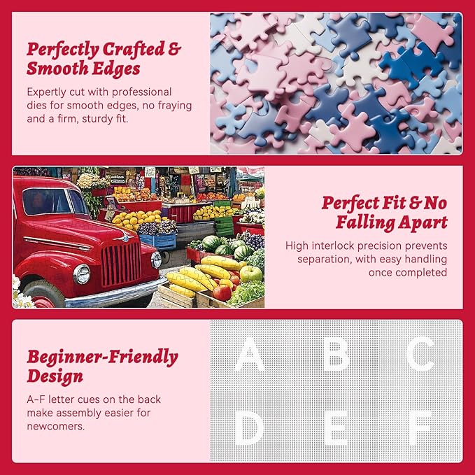 300-Piece Cozy Food Stands Piece Puzzle for Adults – Farmer’s Market Jigsaw Puzzle with Fresh Fruits – Recycled Paper Puzzle, Relaxing Family Activity Game, for Adults, Seniors, and Kids