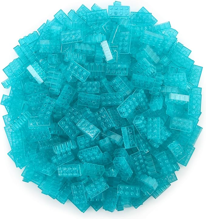 Feleph 320 Pieces Transparent Light Blue 2x4 Bricks Parts Building kit Creative Play Set Blocks Basic Toy Accessories Compatible with 3001 Major Brands