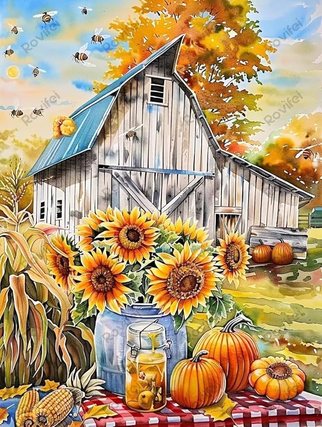 Puzzles for Adults 35 Pieces, DIY Sunflower Farm Puzzles, Matte Finish & Eco-Friendly Wooden Puzzles - for Home Decor Room Decor Wall Decor - Funny Creative Gifts 6x4 Inch