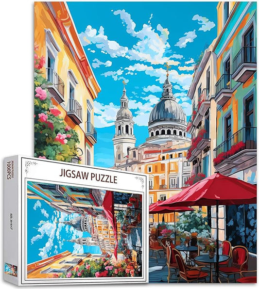 Tucocoo Jigsaw Puzzles 1000 Pieces for Adults-Spain Madrid Landscape Puzzle-Challenging Puzzle Perfect for Game Nights-DIY Home Wall Decor-Street Scenery Art Puzzles Colorful City View 27" x 20"