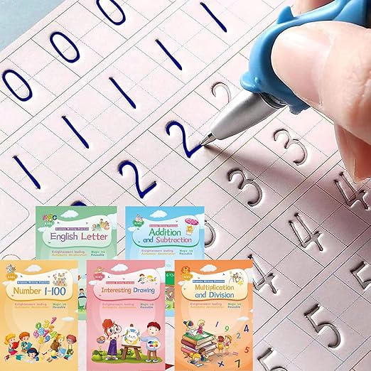 Magical Handwriting Workbooks Handwriting Practice Copybook Aid Magic Pen Reusable Copybook Grooves Template Design for Children Books Suitable for Children's Learning (5)