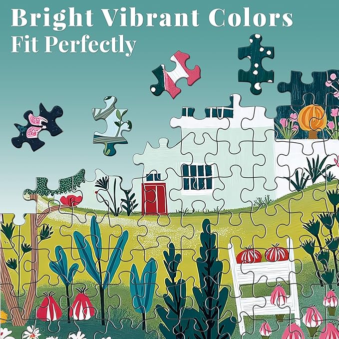 Jigsaw Puzzles for Adults 1000 Pieces, Spring Village Life Puzzle, Colorful as Home Wall Decor for Family Challenging Games