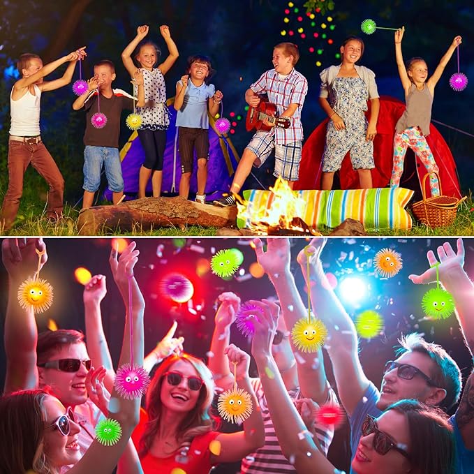 24 PCS LED Puffer Balls Light Up Party Favors for Kids 4-8 8-12 Bulk Sensory Bouncy Ball Goodie Bags Stuffers Prizes Kids Pinata Fillers Glow in The Dark Party Supplies Toddler Fidget Toy Stress Balls