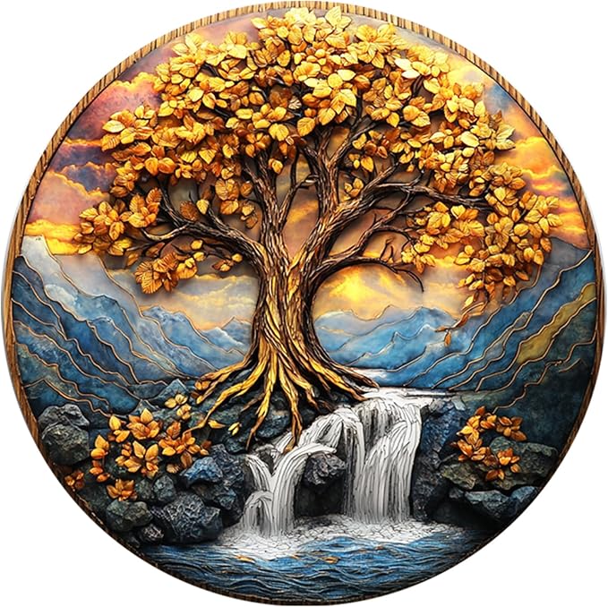 Wooden Puzzles for Adults, Tree of Life Waterfall River Wooden Jigsaw Puzzles 200pcs,11.2x11.2in, Medium, Unique Shape Adult Puzzles,Irregular Creative for Adults and Kids Family Game
