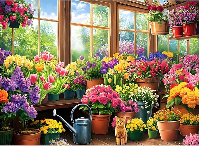 300 Piece Puzzles for Adult, Cute Cat Jigsaw Puzzles 300 Pieces for Adults Kids Senior, Colorful Flower Adult Puzzle, Challenging Family Fun Puzzle Activity Game Gift for Friend 20.5 X 15 Inches