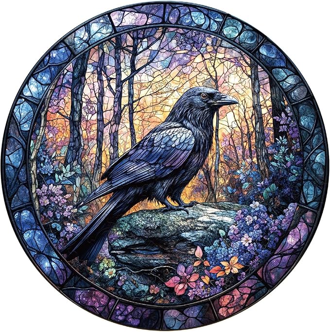 Wooden Puzzles for Adults, Wooden Jigsaw Puzzles, Exquisite Raven Puzzle, Gifts for Family or Friends for Any Holiday.（8.5 * 8.5 in 100pcs）