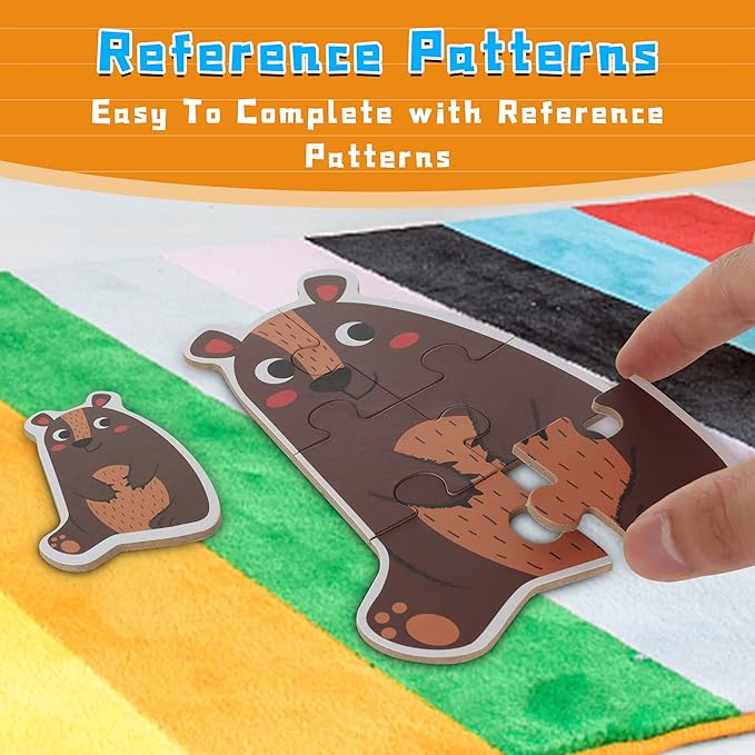 FLYINGSEEDS 6 Packs Wooden Jigsaw Puzzles for Toddlers, Wildlife Animals Shaped Puzzles for Beginners Ages 1-3, Montessori Learning Toys Preschool Educational Activity for Kids Ages 2-5