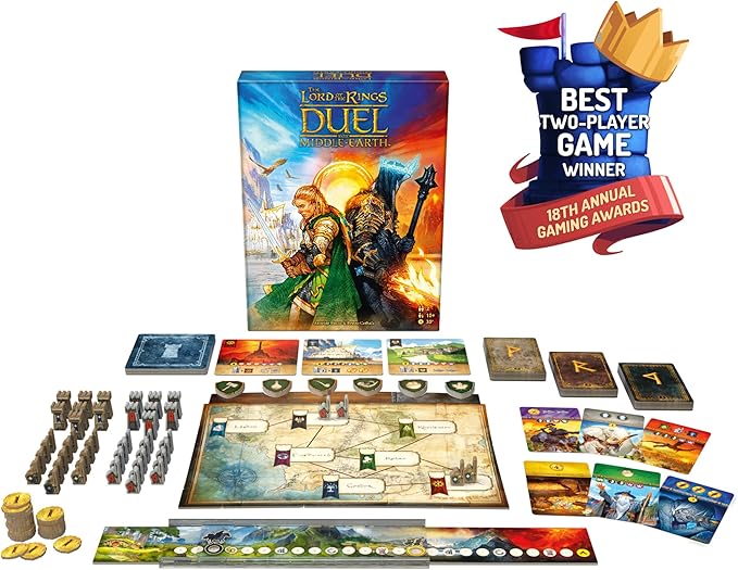 Asmodee The Lord of The Rings: Duel for Middle-Earth Board Game - Epic Strategy Game of Power and Conquest for Kids and Adults, Ages 10+, 2 Players, 30 Minute Playtime