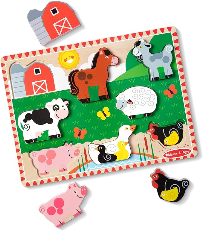 Melissa & Doug Farm Wooden Chunky Puzzle (8 pcs) - FSC Certified
