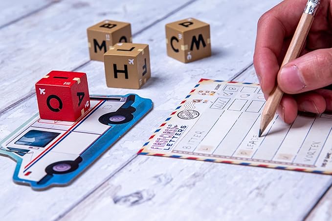 GameHead First-Class Letters, Roll & Write Word Game for Families and Parties, Ages 8+, 1-100 Players, Fast Paced 20 Minute Play Time, Fun and Travel Friendly