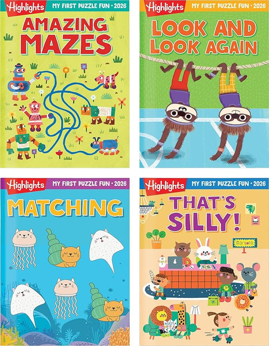 My First Puzzle Fun 2026 Activity Book Set with Mazes, Matching and More, Kids Puzzle Books for Travel, Learning and Screen-Free Play for Kids 3-6