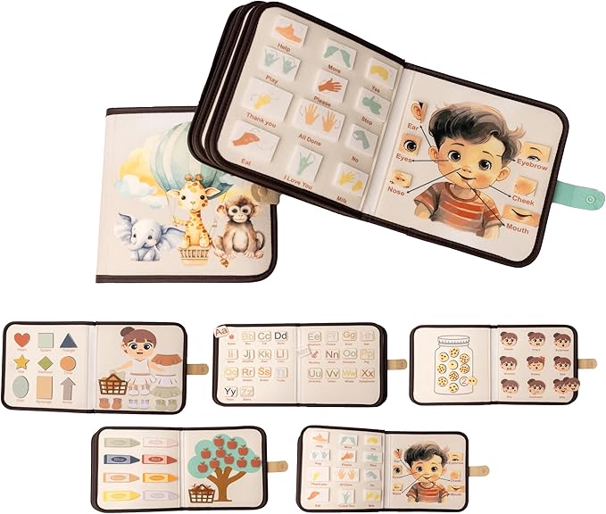 Montessori Busy Book for Toddlers 1-3, Muted Neutral Aesthetic, Interactive Play, Learning Curriculum, 1-3 Year Old Boy Girl Birthday Gift, Travel Fun, Educational Daycare Toy, Visual Cognitive Skills