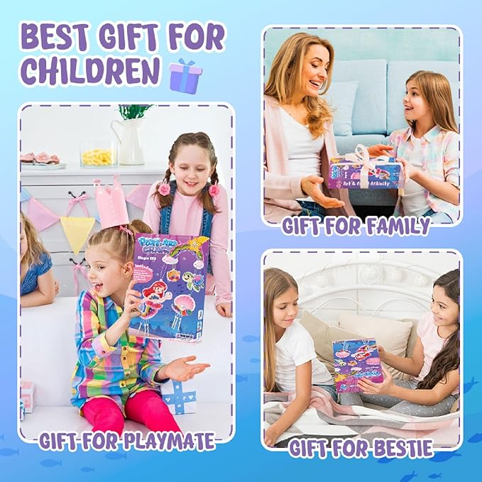 Poke in Art-Mermaid Theme, Poke in Fun Art Crafts for Kids Ages 4-8, DIY Craft Kits, Mess-Free Fabric Art and Craft, 4-6 - Mess-Free Craft - Birthday Gift Ideas for Girls Ages 4, 5, 6, 7, 8, 9