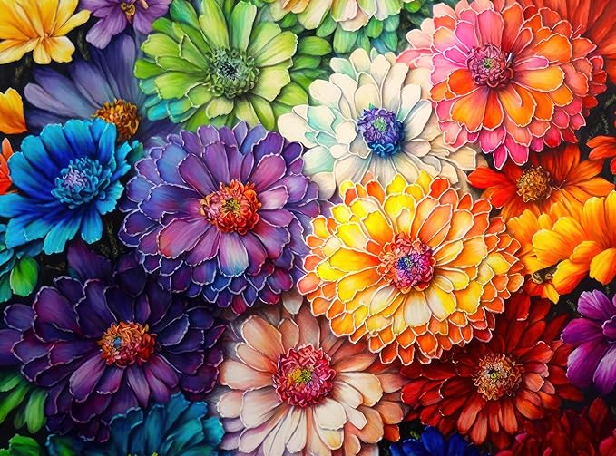 Cross & Glory - Rainbow of Flowers - 1000 Piece Jigsaw Puzzle for Adults | Stunningly Vibrant Colors | Challenging Brain Exercise for Puzzle Lovers