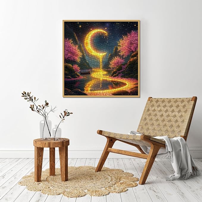 Mystery Landscape Puzzles for Adults 1000 Pieces, Fantasy Nature Scenic Jigsaw Puzzles, Moon Mountain Art Puzzles