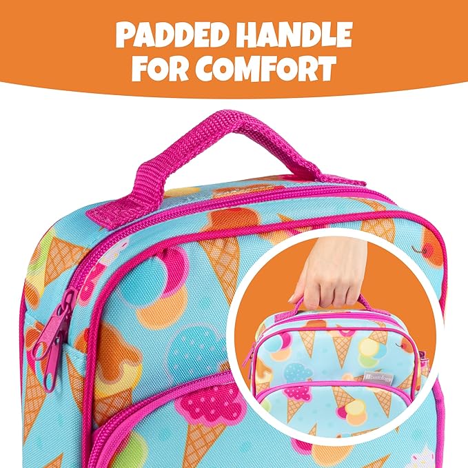 Kids Insulated Lunch Box w Snack Pocket & Expandable Water Bottle Holder For Girls- Waterproof Lunchbox Tote Keeps Food Hotter or Colder Longer - Reusable Back to School Bag Fits Most Bento Containers