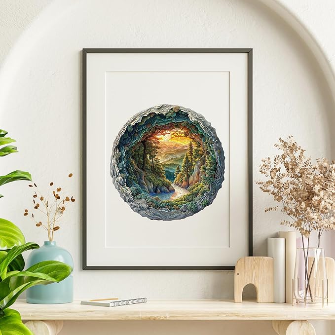 Jigfoxy Wooden Puzzle for Adults, 3D Visual Forest Wooden Jigsaw Puzzles for Adult, Unique Animal Shape Wood Cut Puzzles, Christmas Thanksgiving Gifts for Friends Family (M-11.4 * 11.3in-200pcs)