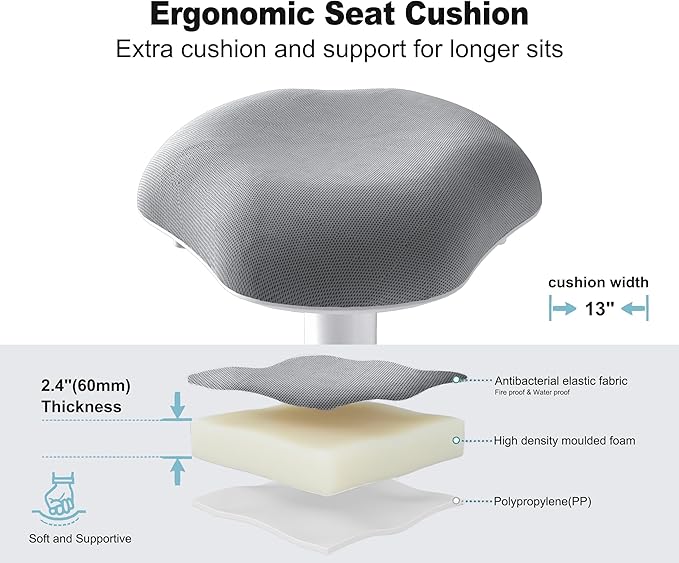 Wobble Stool - Adjustable Height Standing Desk Chair | Sit Stand Stool with 360-Degree Non-Slip Swivel Base|for Home,Office and Classroom(Light Wood)